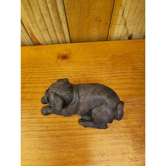 Small Vintage Brown ceramic Pug Dog Figurine Lying Down Collectible Home Decor - Picture 10 of 12